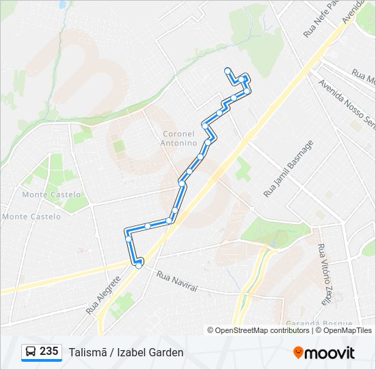 Mapa da linha 235 de ônibus