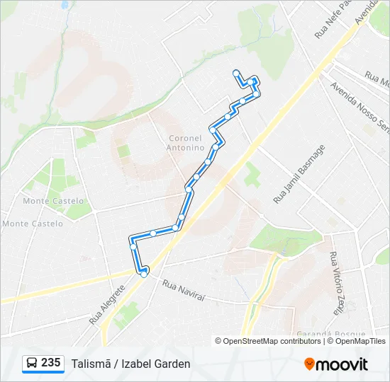 Mapa de 235 de autobús