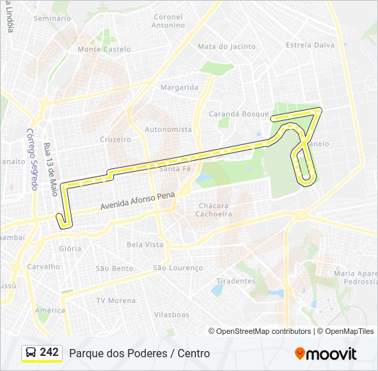 Mapa da linha 242 de ônibus