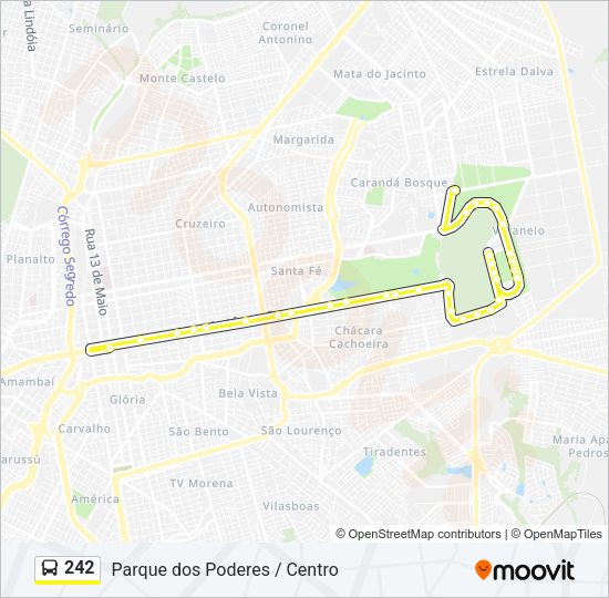 Mapa da linha 242 de ônibus