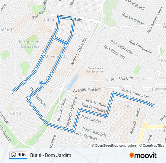 Mapa de 306 de autobús