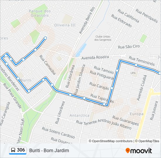 Mapa de 306 de autobús