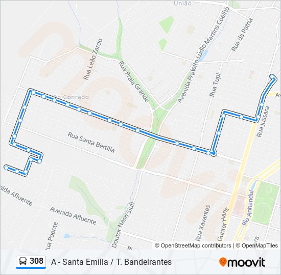 Mapa de 308 de autobús