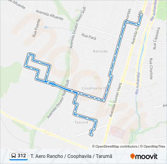 Mapa da linha 312 de ônibus