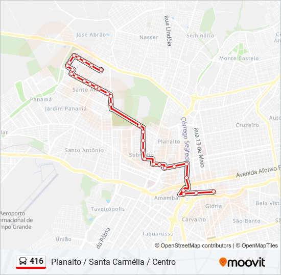 416 Route: Schedules, Stops & Maps - Planalto / Santa Carmélia / Centro ...