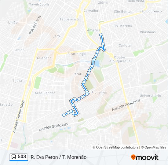 Mapa da linha 503 de ônibus