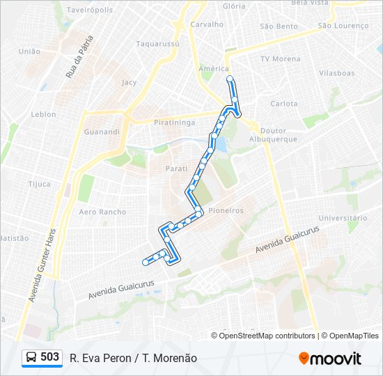 Mapa da linha 503 de ônibus