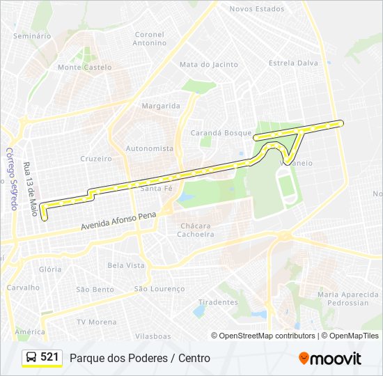 Mapa de 521 de autobús