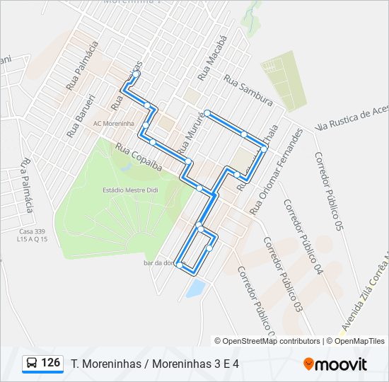 Mapa da linha 126 de ônibus