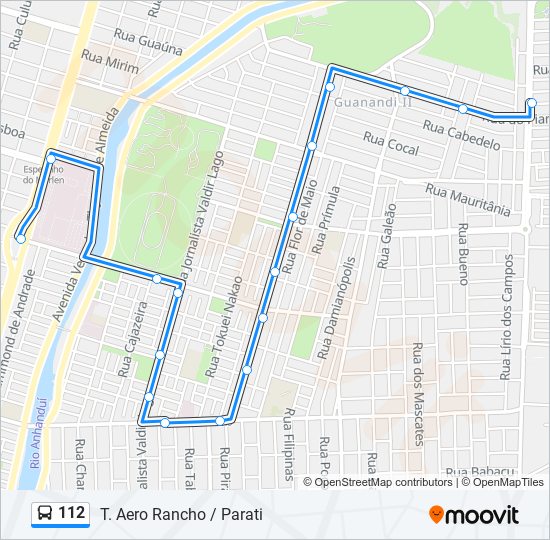 Mapa da linha 112 de ônibus