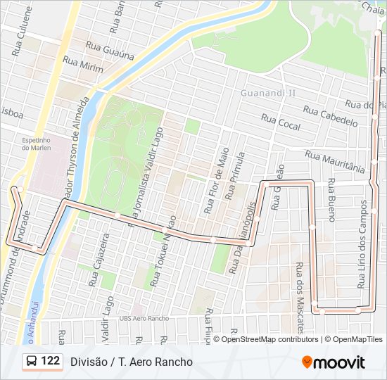 Mapa da linha 122 de ônibus