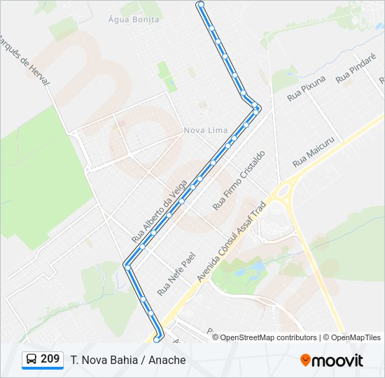 Mapa da linha 209 de ônibus