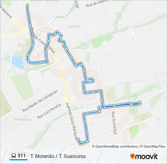 Mapa de 511 de autobús