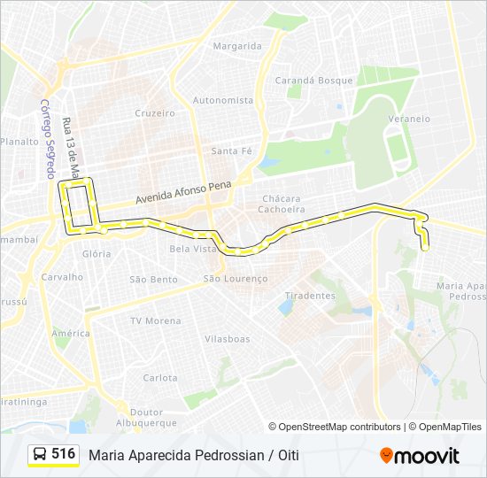 Mapa de 516 de autobús