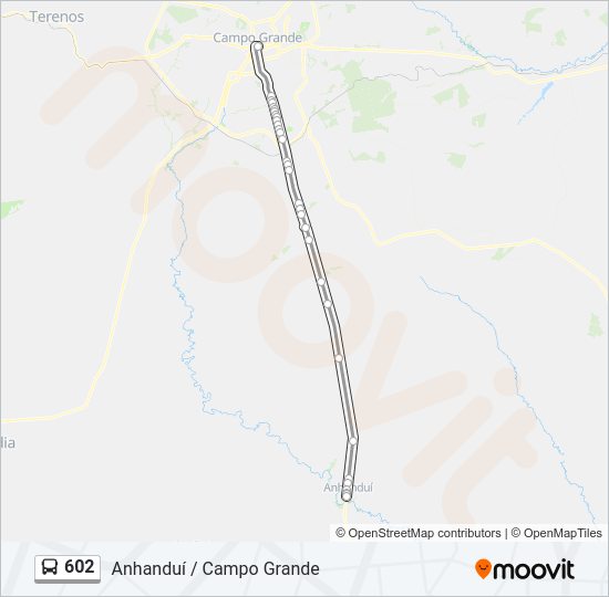 Mapa da linha 602 de ônibus