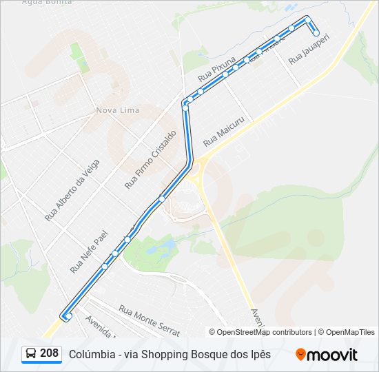 Mapa de 208 de autobús