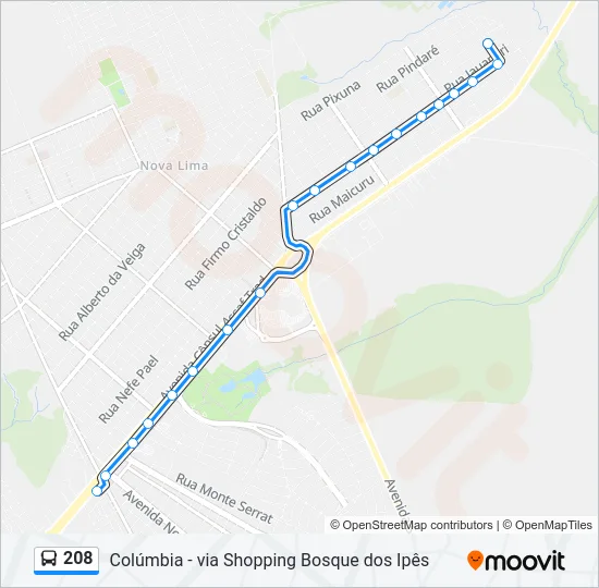 208 Bus Line Map