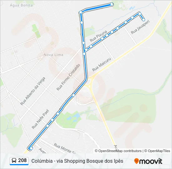 208 Bus Line Map