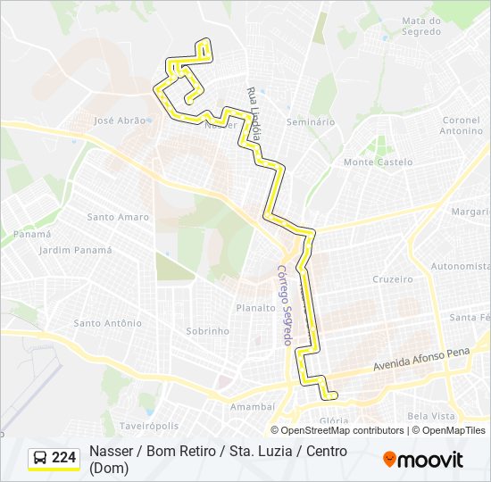 Mapa da linha 224 de ônibus