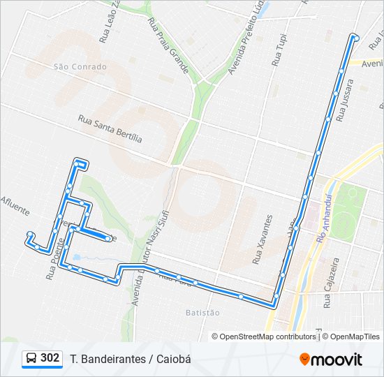 Mapa de 302 de autobús