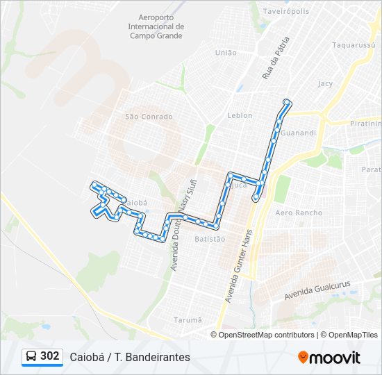 Mapa da linha 302 de ônibus