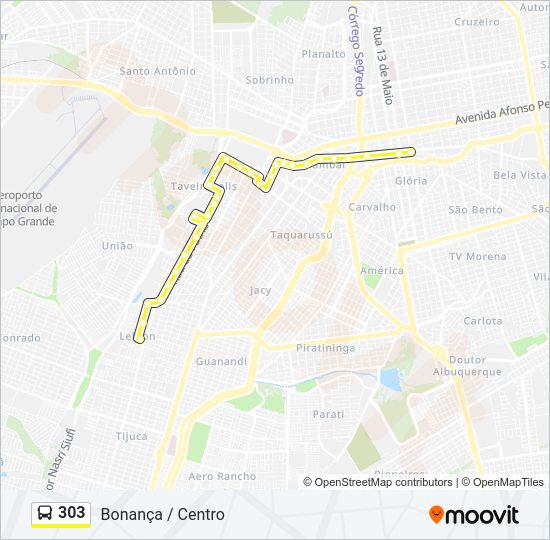 Mapa da linha 303 de ônibus