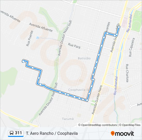 Mapa da linha 311 de ônibus