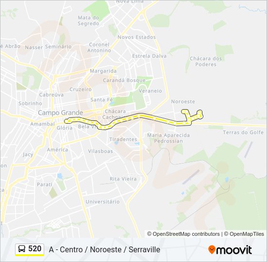 Mapa da linha 520 de ônibus