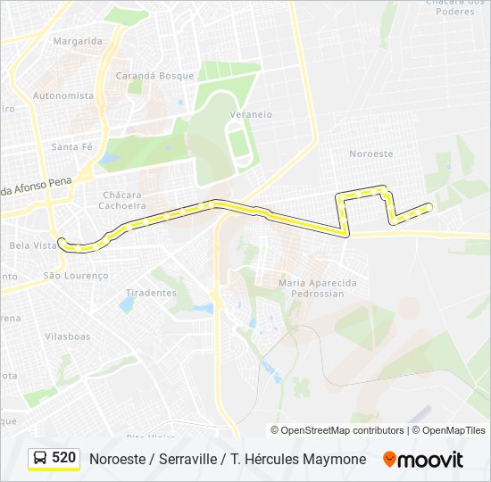 Mapa de 520 de autobús