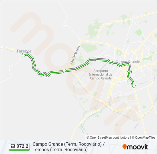 Mapa da linha 072.2 de ônibus