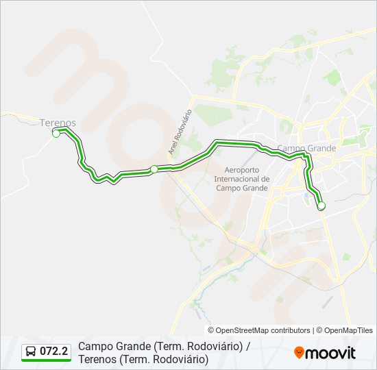 Mapa da linha 072.2 de ônibus