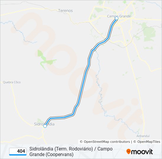 Mapa de 404 de autobús