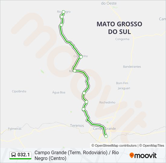 Mapa da linha 032.1 de ônibus