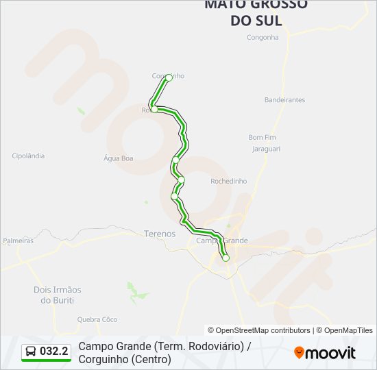 Mapa da linha 032.2 de ônibus