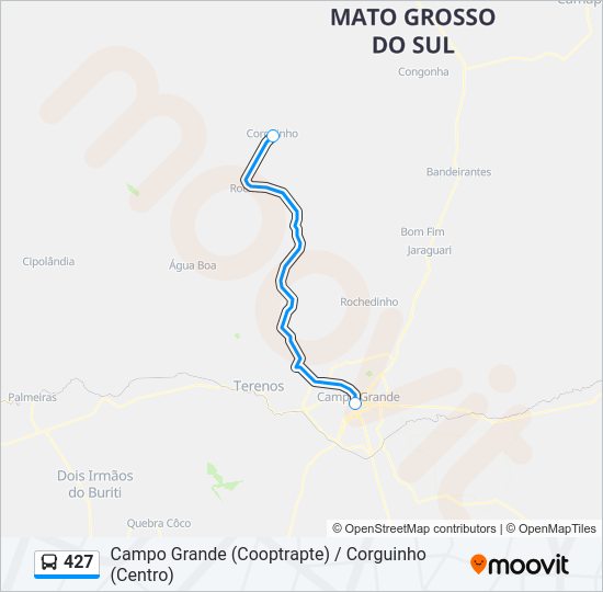 Mapa da linha 427 de ônibus