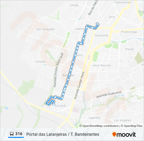 316 Bus Line Map