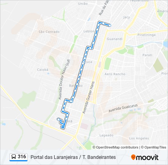 Mapa de 316 de autobús