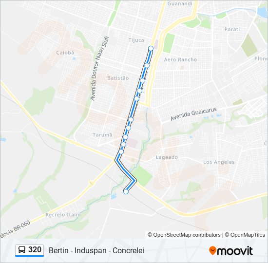 Mapa da linha 320 de ônibus