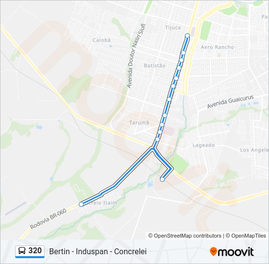 Mapa da linha 320 de ônibus