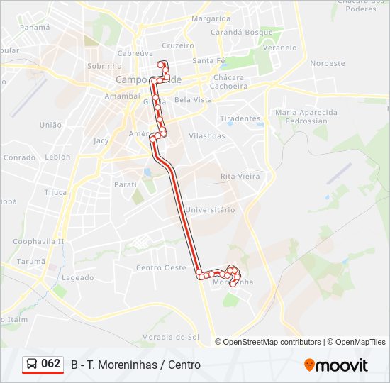 Mapa de 062 de autobús