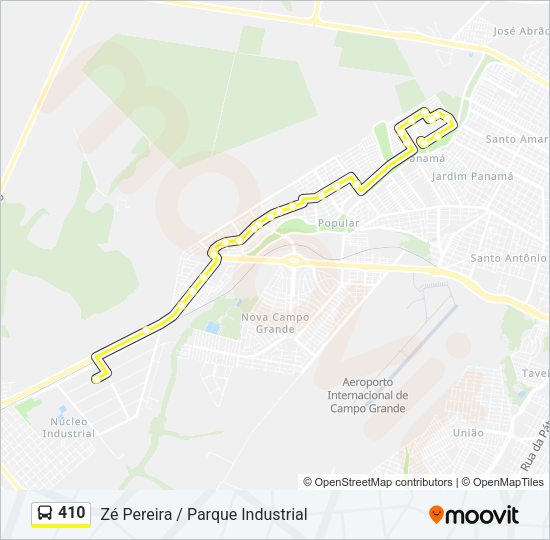 Mapa da linha 410 de ônibus