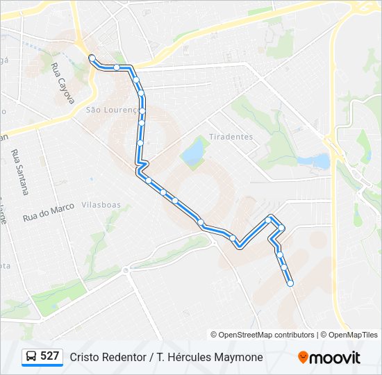 Mapa da linha 527 de ônibus