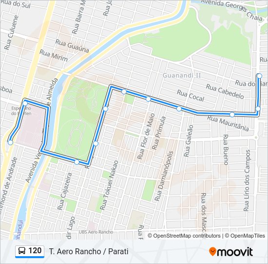 Mapa da linha 120 de ônibus