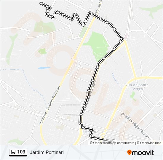 Mapa da linha 103 de ônibus