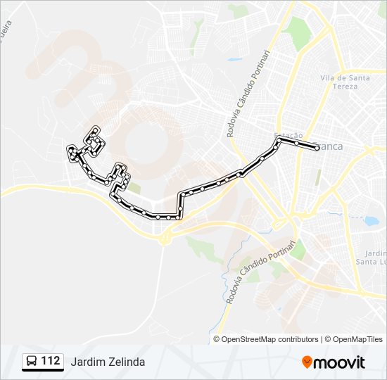 Mapa da linha 112 de ônibus