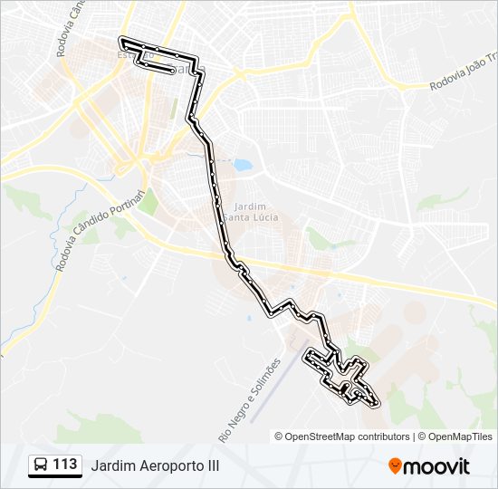 Mapa da linha 113 de ônibus