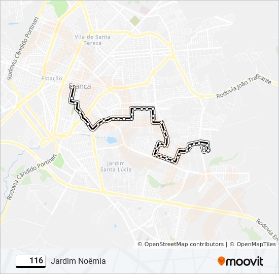 Rota da linha 116: horários, paradas e mapas - Jardim Noêmia (Atualizado)