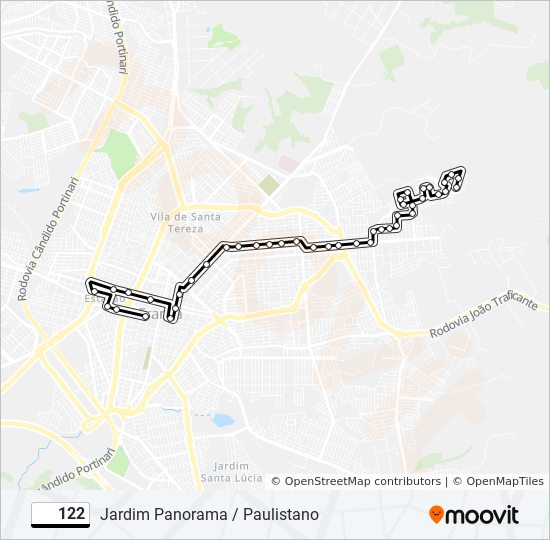 Mapa da linha 122 de ônibus