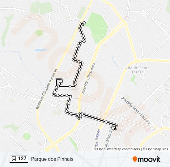 Mapa da linha 127 de ônibus