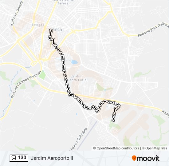 Mapa da linha 130 de ônibus